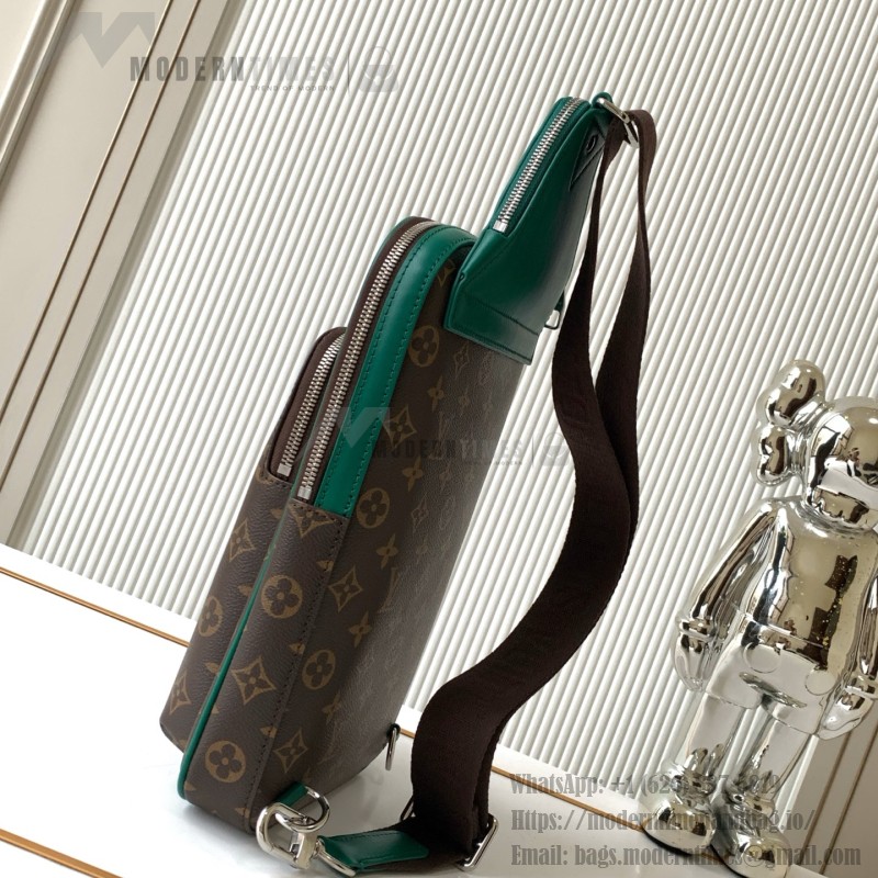 Louis Vuitton Avenue Small Shoulder Bag in Monogram Eclipse with Zippered Pocket and Adjustable Shoulder Strap