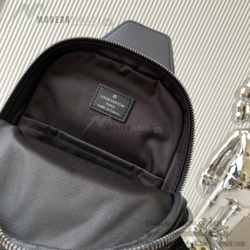 Louis Vuitton Avenue Small Shoulder Bag in Monogram Eclipse with Zippered Pocket and Adjustable Shoulder Strap