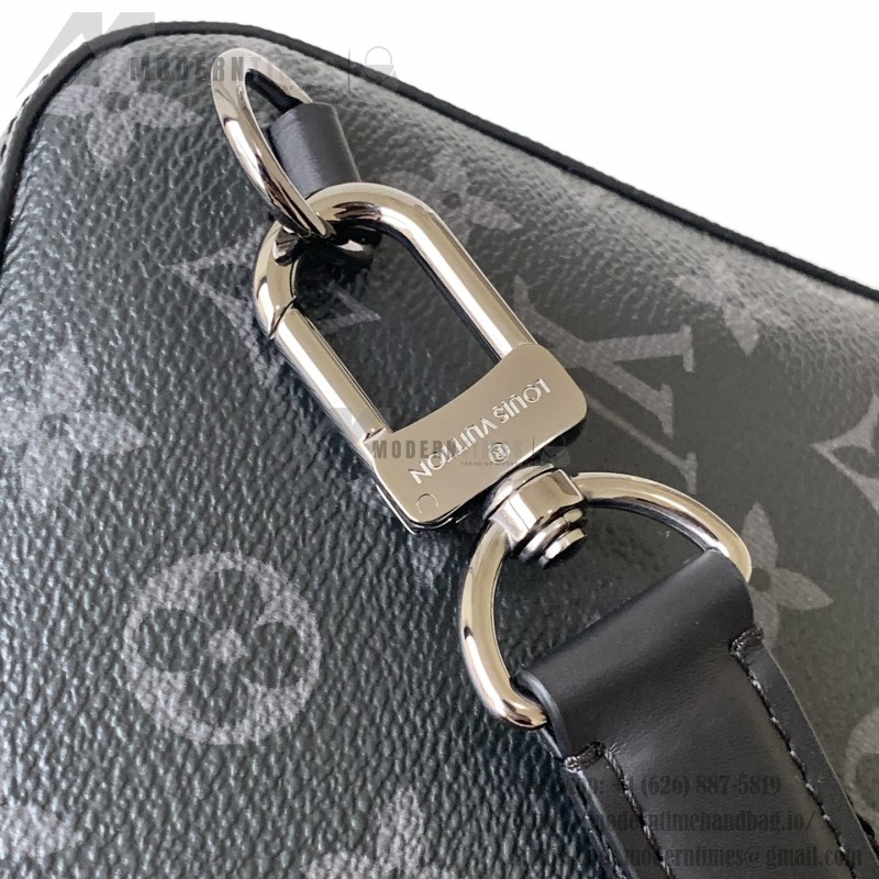 Louis Vuitton Avenue Small Shoulder Bag in Monogram Eclipse with Zippered Pocket and Adjustable Shoulder Strap