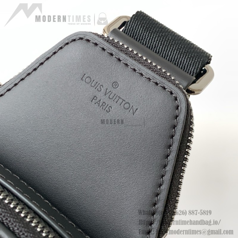 Louis Vuitton Avenue Small Shoulder Bag in Monogram Eclipse with Zippered Pocket and Adjustable Shoulder Strap