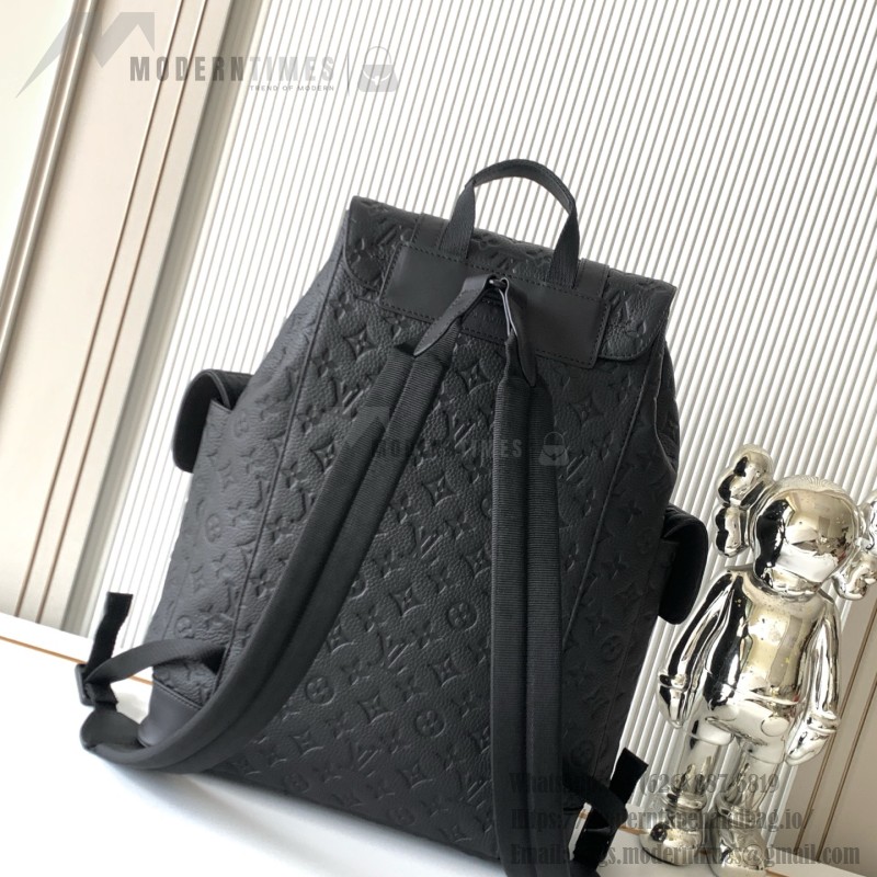 Louis Vuitton Christopher Medium Backpack in Monogram Taurillon Leather with Drawstring and Button Closure