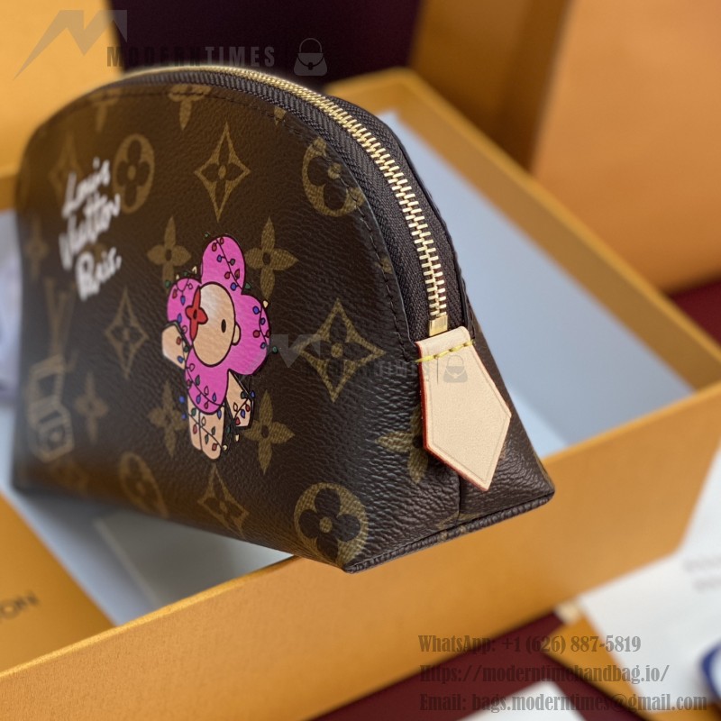 Louis Vuitton Pochette Cosmétique Small Cosmetic Bag in Monogram Yh Canvas with Flat Bottom Design