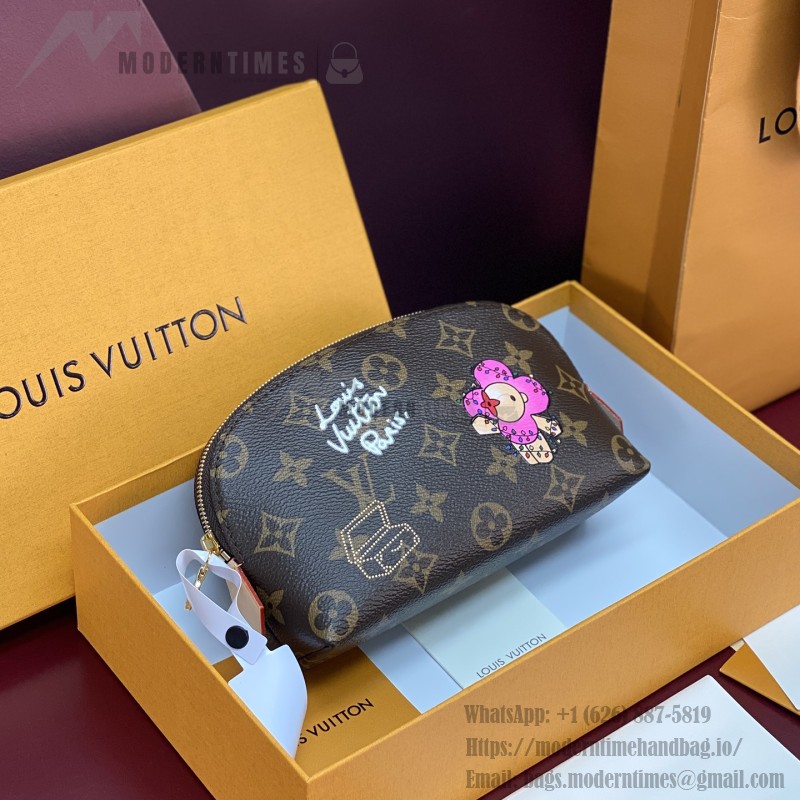 Louis Vuitton Pochette Cosmétique Small Cosmetic Bag in Monogram Yh Canvas with Flat Bottom Design