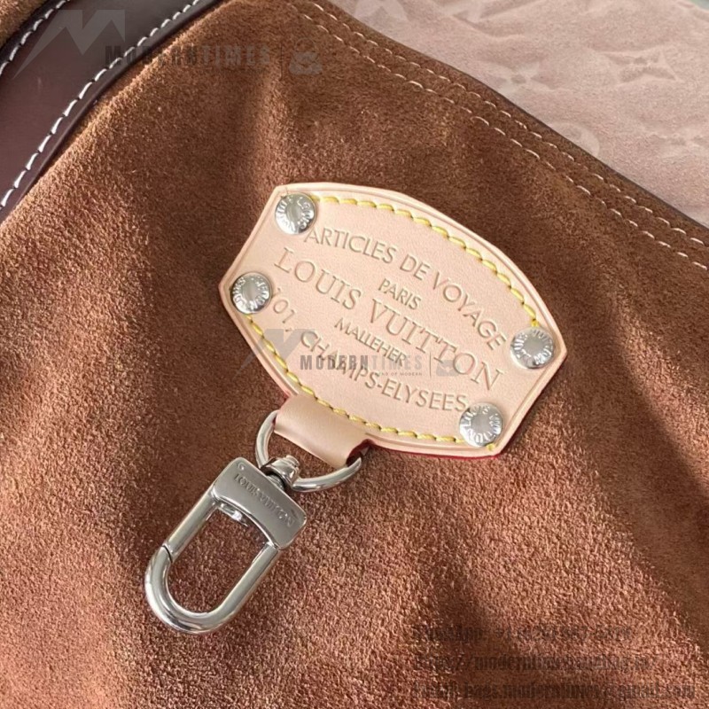 Louis Vuitton Keepall Bandoulière 50 Pharrell Williams x Nigo Edition in Monogram Suede Leather with Climbing Hook Buckle and Metal Plaque