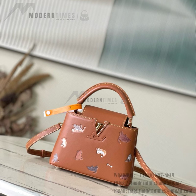 Louis Vuitton Capucines Mini Handbag from LV Travels With Series featuring Grace Coddington's Cat Illustration