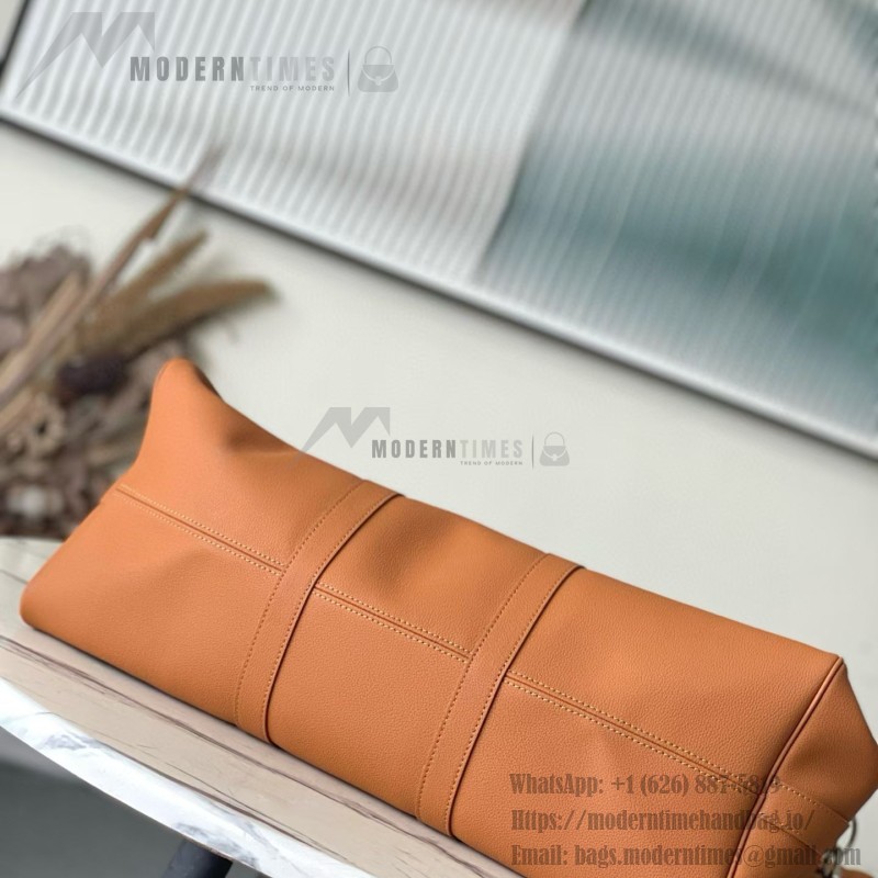 Louis Vuitton Keepall Bandoulière 50 Travel Bag in Caramel Waxed Leather with LV Initials and Antiqued Metal Hardware