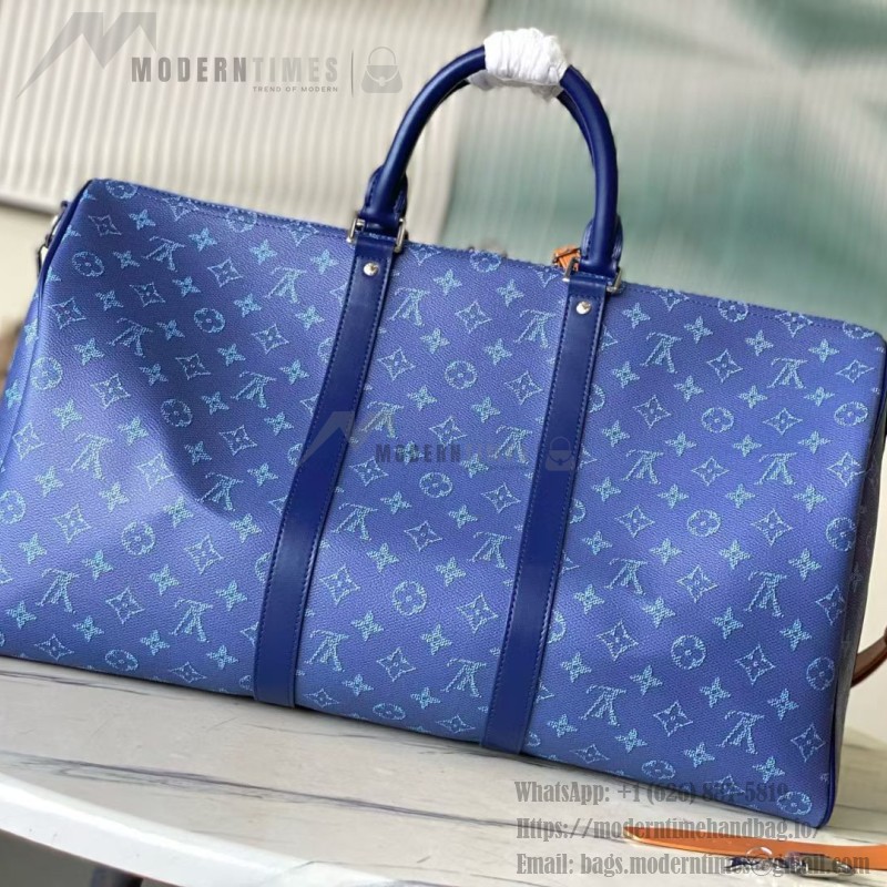 Louis Vuitton M26864 Blue Heritage Keepall 50 Men’s Bag, 2026 Early Spring Collection