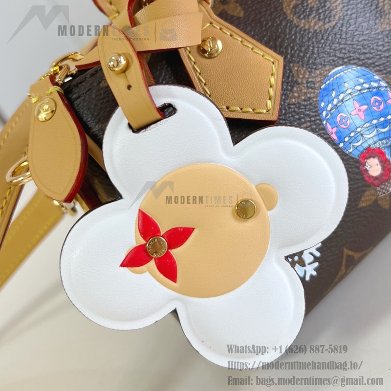 Louis Vuitton Nano Speedy Handbag M15330, Monogram Canvas, Vivienne Illustration and Keychain