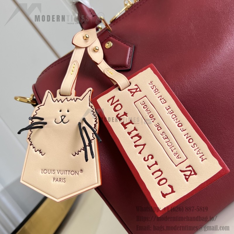 Louis Vuitton Speedy Soft 30, M25766, Travels With Grace Coddington Series, Leather, Cat-Shaped Keychain