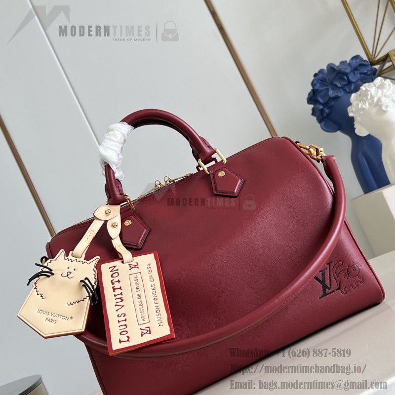 Louis Vuitton Speedy Soft 30, M25766, Travels With Grace Coddington Series, Leather, Cat-Shaped Keychain