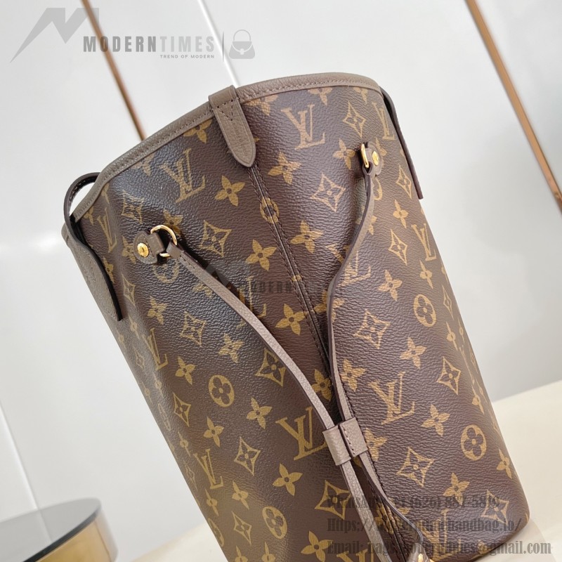 Louis Vuitton Neverfull Inside Out Medium Bag M25664 in Canvas and Leather with Cowhide Leather Trims and Elegant Metallic Hardware