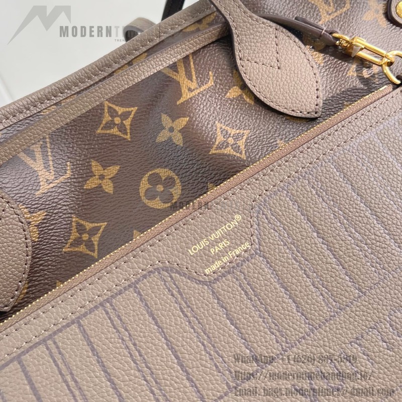 Louis Vuitton Neverfull Inside Out Medium Bag M25664 in Canvas and Leather with Cowhide Leather Trims and Elegant Metallic Hardware