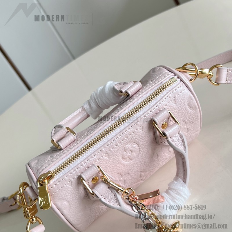 Louis Vuitton Nano Speedy M27107 in Monogram Empreinte Leather with Rolled Leather Handles and Lock Detail
