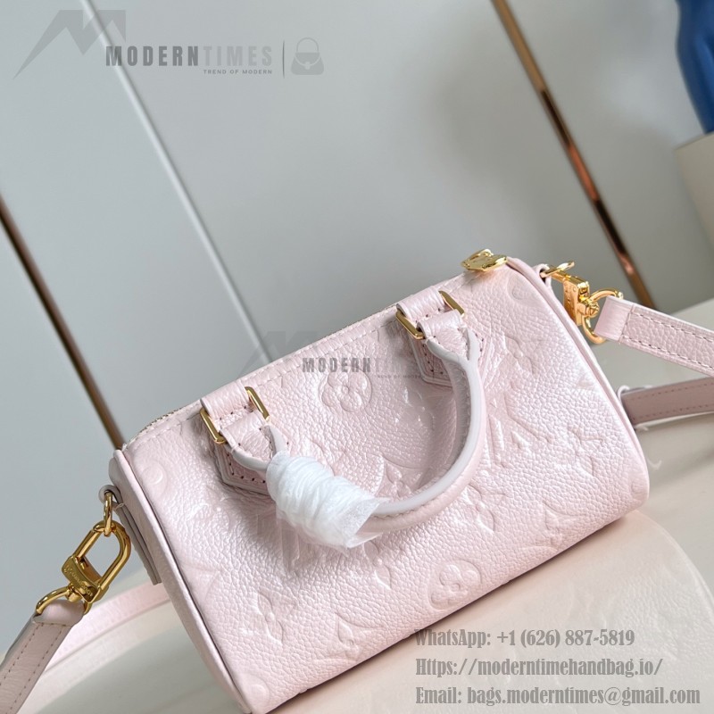 Louis Vuitton Nano Speedy M27107 in Monogram Empreinte Leather with Rolled Leather Handles and Lock Detail