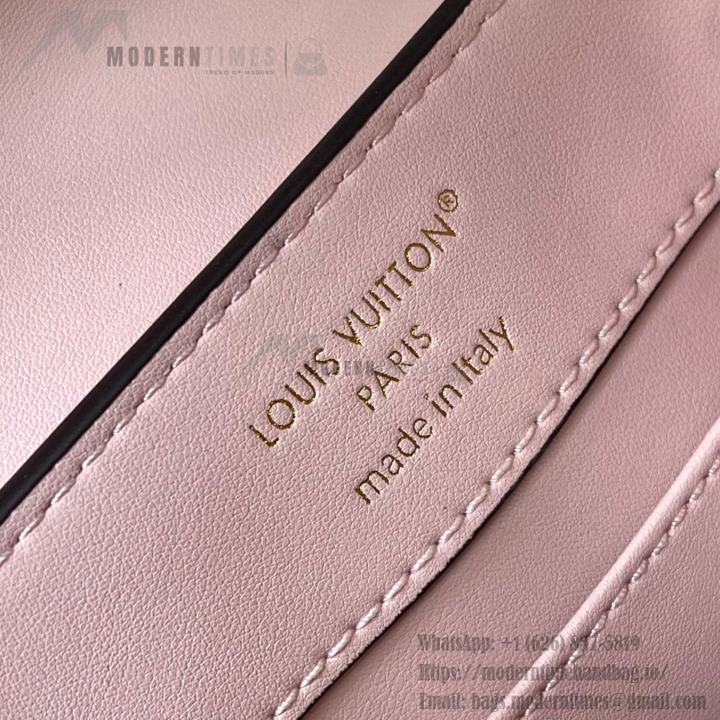 Louis Vuitton Capucines N93163 in White and Pink Crocodile Leather with Monogram Flower Pattern and Metallic Accents