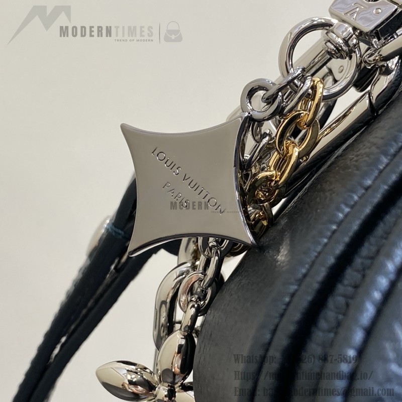 Louis Vuitton Pochette Métis East West M26456 in Monogram Empreinte with S-lock, Gradient Silk Print, and Chain Shoulder Strap