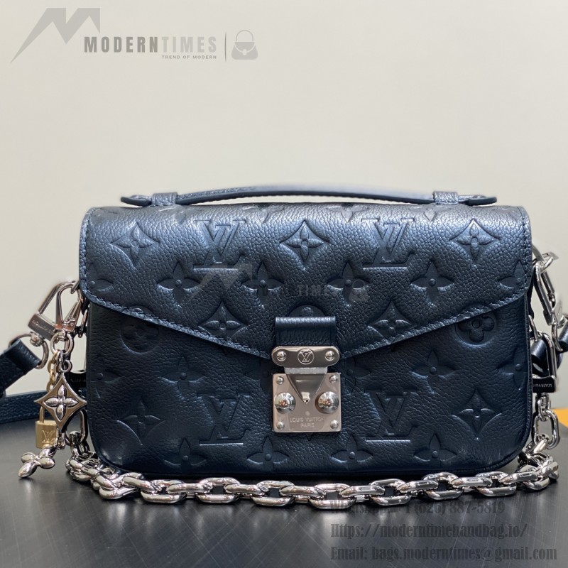 Louis Vuitton Pochette Métis East West M26456 in Monogram Empreinte with S-lock, Gradient Silk Print, and Chain Shoulder Strap