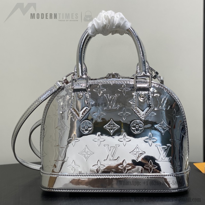 Louis Vuitton Alma BB Bag Gold Mirror Silver Patent Leather