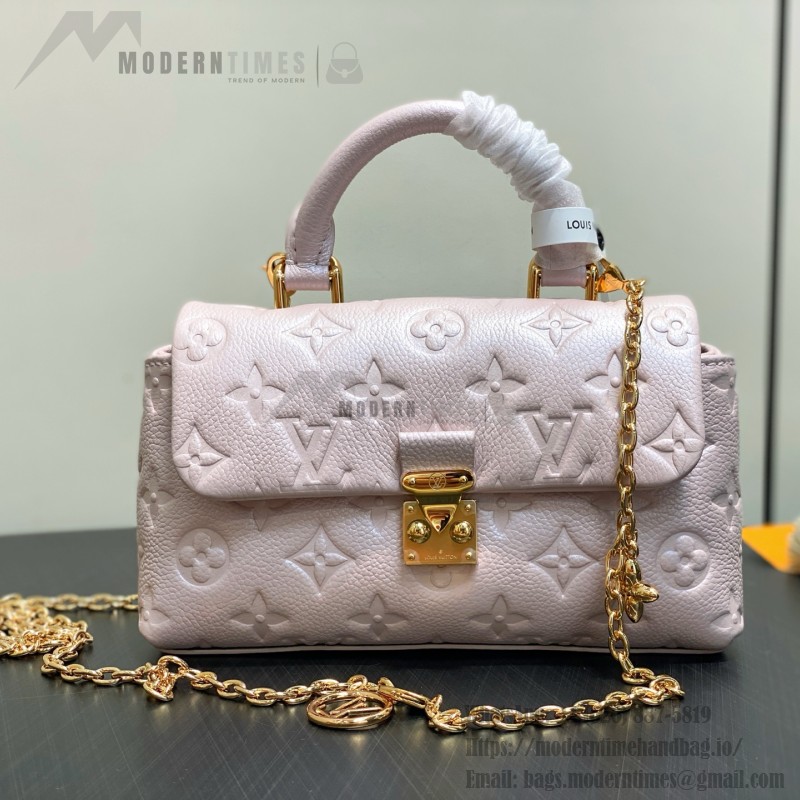 Louis Vuitton Nano Madeleine Pearl Pink Monogram Empreinte Chain Bag