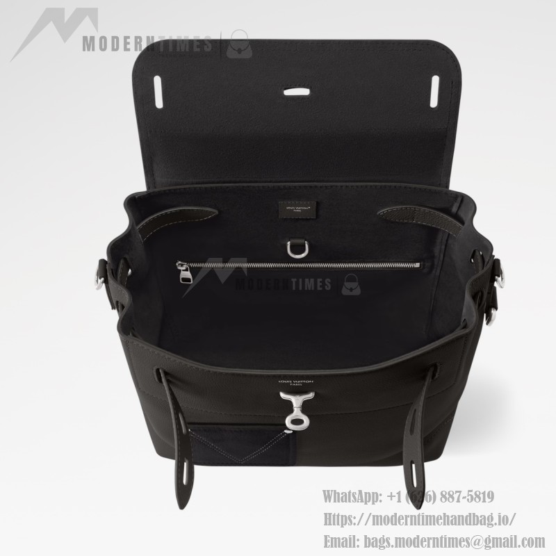Louis Vuitton Steamer 30 Black Leather Handbag M27061 Front View