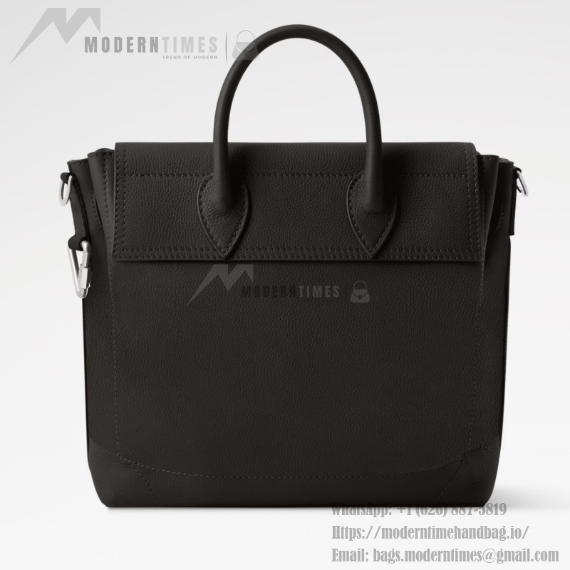 Louis Vuitton Steamer 30 Black Leather Handbag M27061 Front View