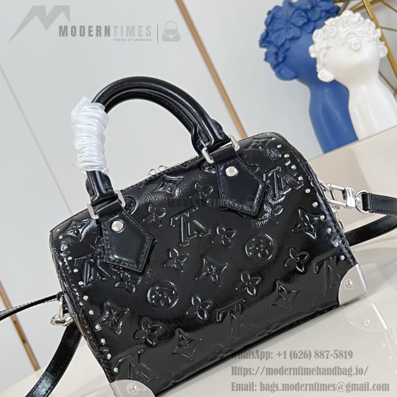 Louis Vuitton Speedy Trunk 20 Handbag in Monogram Saga Rock Style with Leather Details