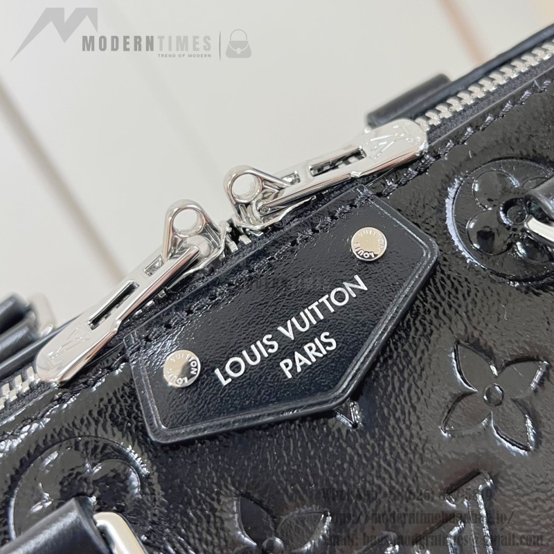 Louis Vuitton Speedy Trunk 20 Handbag in Monogram Saga Rock Style with Leather Details