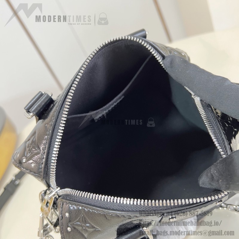Louis Vuitton Speedy Trunk 20 Handbag in Monogram Saga Rock Style with Leather Details