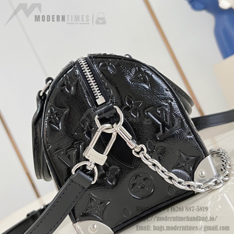 Louis Vuitton Speedy Trunk 20 Handbag in Monogram Saga Rock Style with Leather Details
