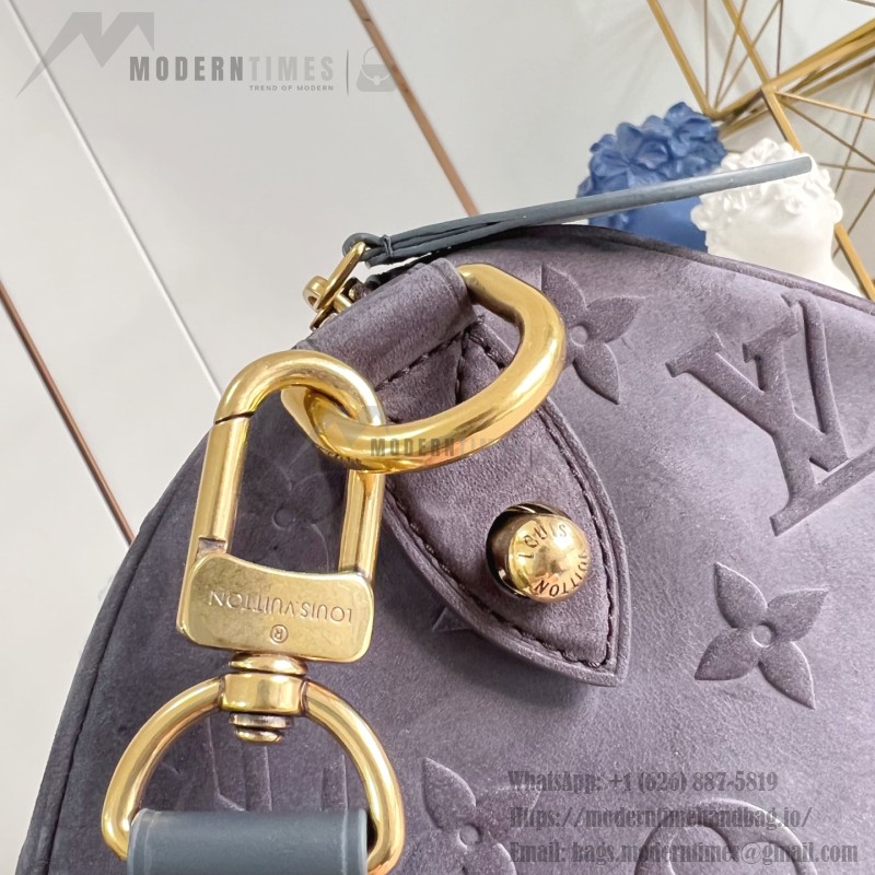 Louis Vuitton Speedy P9 Bandoulière 40 Handbag in Suede Leather with Monogram Floral and Silk Scarf