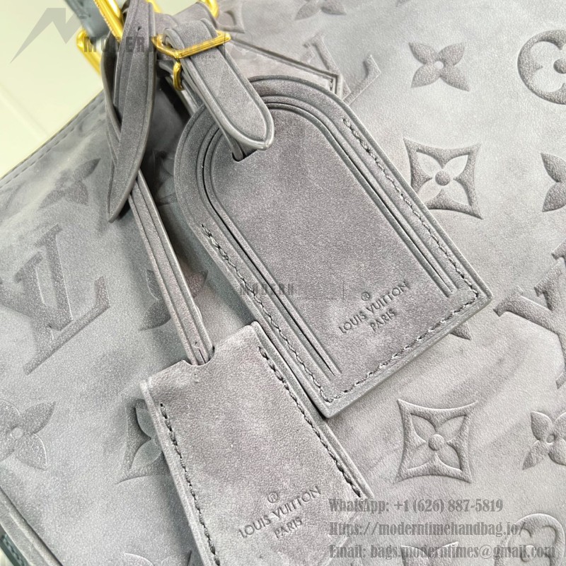 Louis Vuitton Speedy P9 Bandoulière 40 Handbag in Suede Leather with Monogram Floral and Silk Scarf