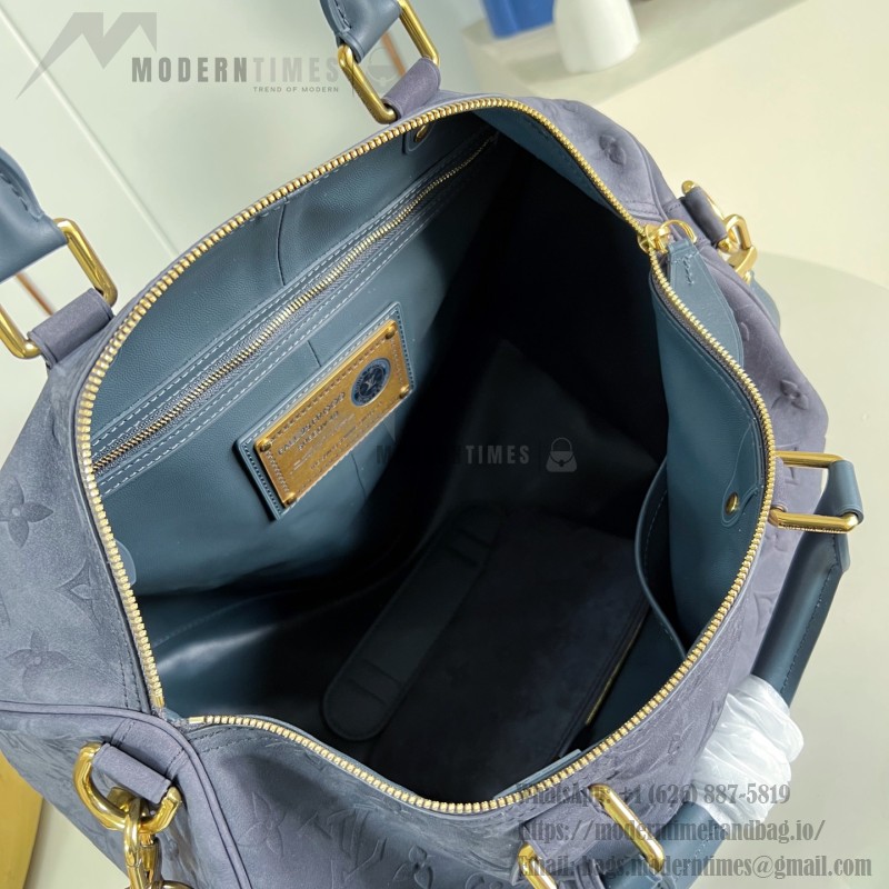 Louis Vuitton Speedy P9 Bandoulière 40 Handbag in Suede Leather with Monogram Floral and Silk Scarf