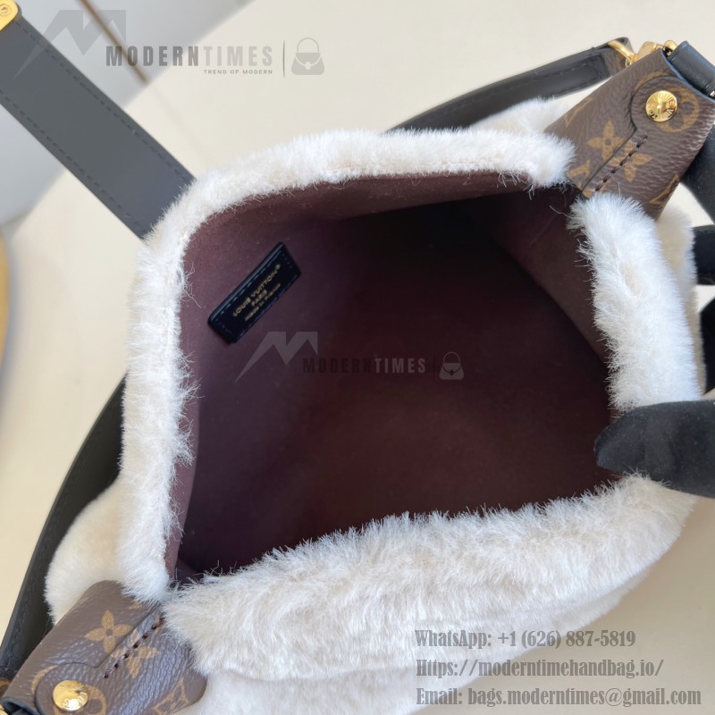 Louis Vuitton Pochette Mia Bag Australian Wool with Monogram Canvas Trim and S-lock Magnetic Closure