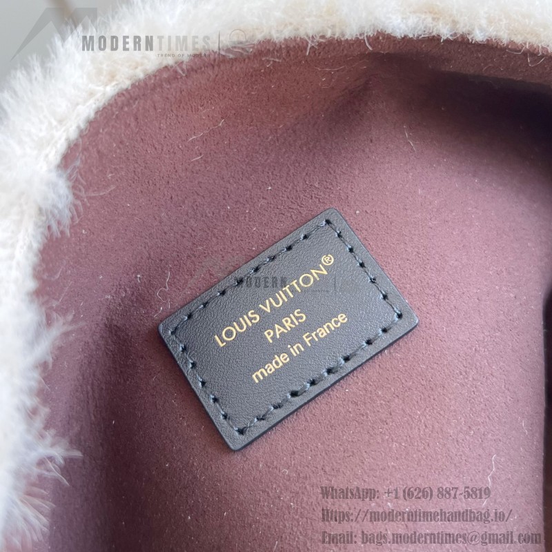 Louis Vuitton Pochette Mia Bag Australian Wool with Monogram Canvas Trim and S-lock Magnetic Closure