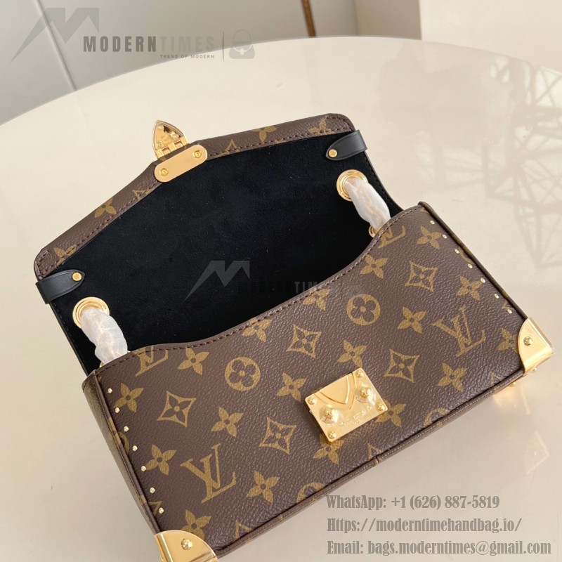 Louis Vuitton East West Trunkie M27266 Monogram Bag with White/Black Chain, Leather Lock and S-lock
