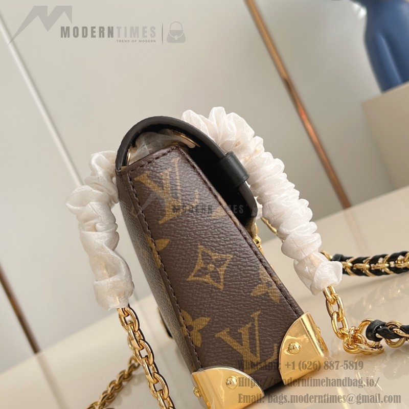 Louis Vuitton East West Trunkie M27266 Monogram Bag with White/Black Chain, Leather Lock and S-lock
