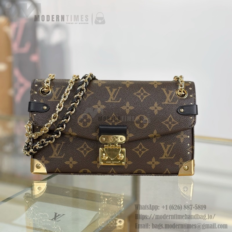 Louis Vuitton East West Trunkie M27266 Monogram Bag with White/Black Chain, Leather Lock and S-lock