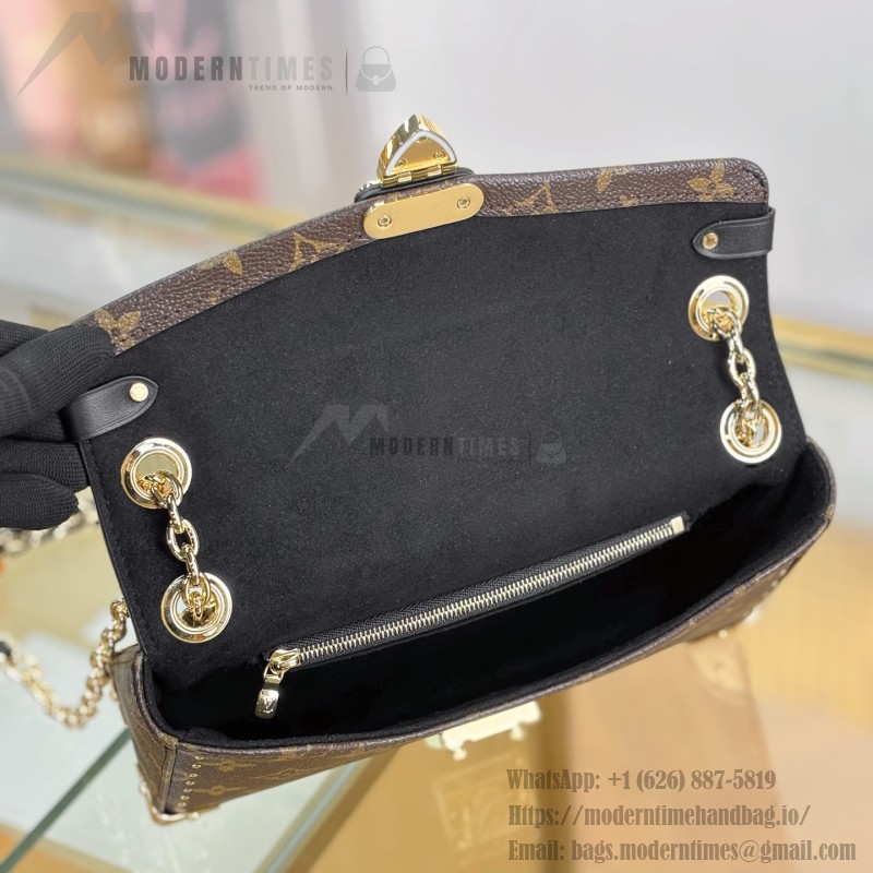 Louis Vuitton East West Trunkie M27266 Monogram Bag with White/Black Chain, Leather Lock and S-lock