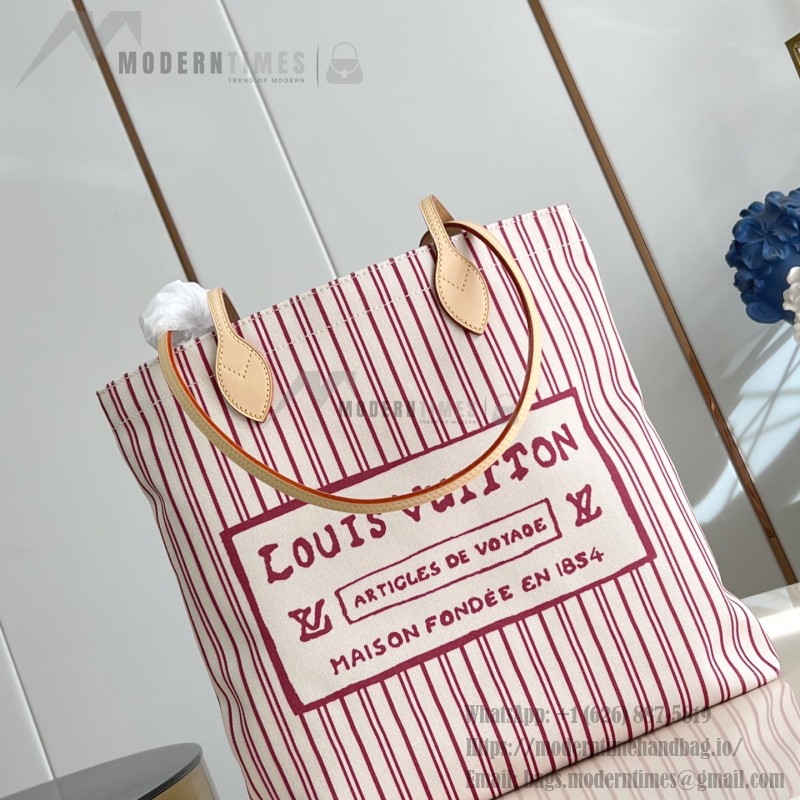Louis Vuitton Carry It M15121 Cotton Canvas Bag with Hand-Drawn LV Label and Cat-Print Lining
