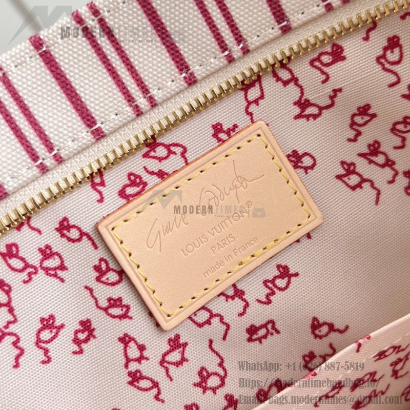Louis Vuitton Carry It M15121 Cotton Canvas Bag with Hand-Drawn LV Label and Cat-Print Lining
