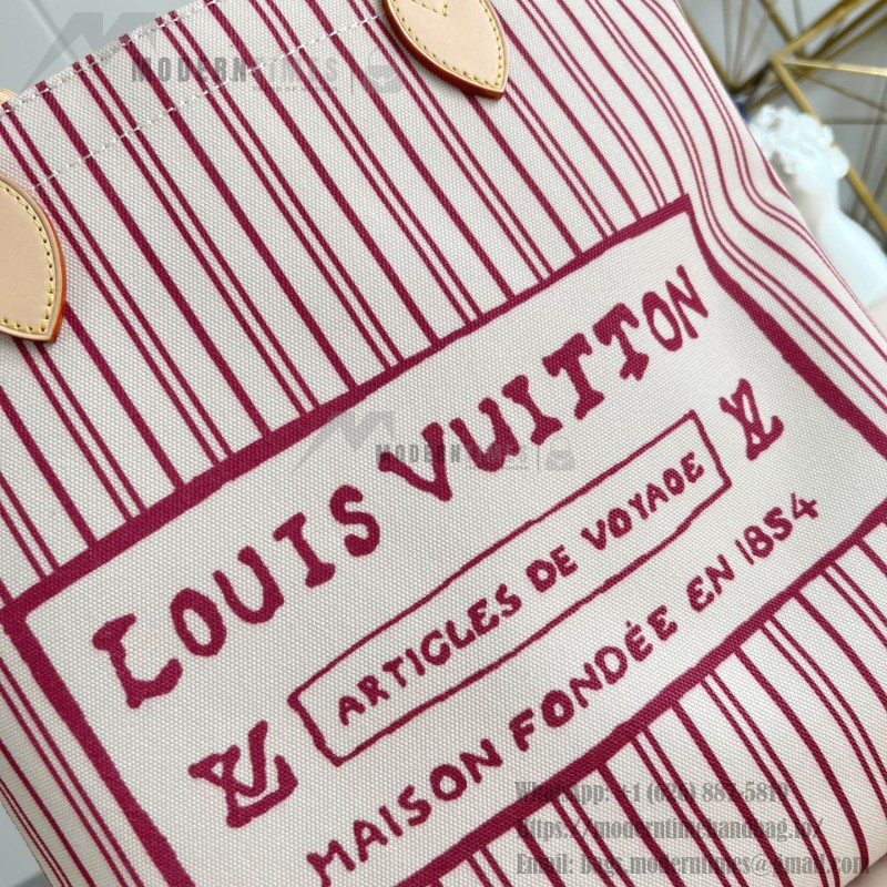 Louis Vuitton Carry It M15121 Cotton Canvas Bag with Hand-Drawn LV Label and Cat-Print Lining