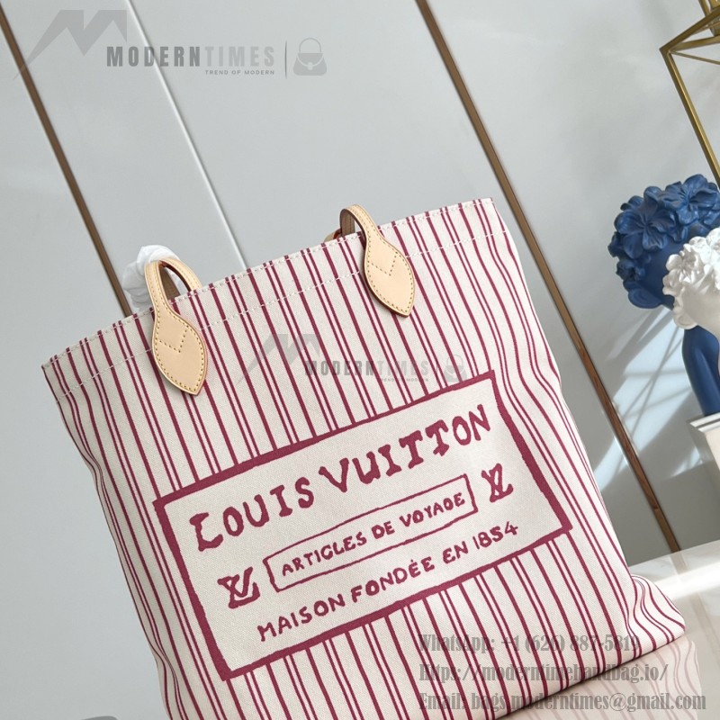 Louis Vuitton Carry It M15121 Cotton Canvas Bag with Hand-Drawn LV Label and Cat-Print Lining