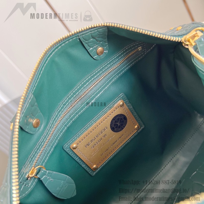 Louis Vuitton Speedy P9 Bandoulière 30 Monogram Leather M14064 Green Croc Studs Bag