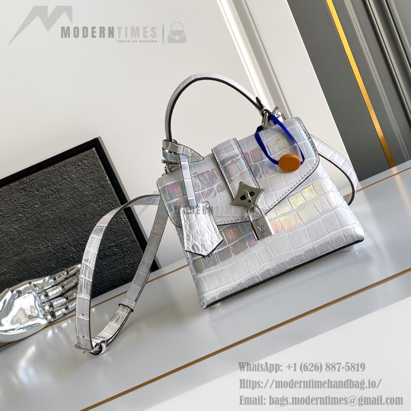 Louis Vuitton aurora silver dynamic chip leather bag M84713 M84714