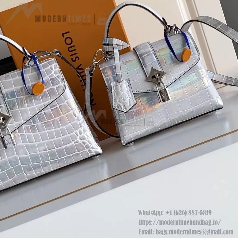 Louis Vuitton aurora silver dynamic chip leather bag M84713 M84714