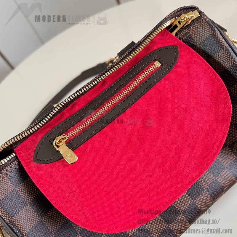 Louis Vuitton Speedy Bandoulière 25 Handbag with Damier Ebene Canvas and Leather Handle