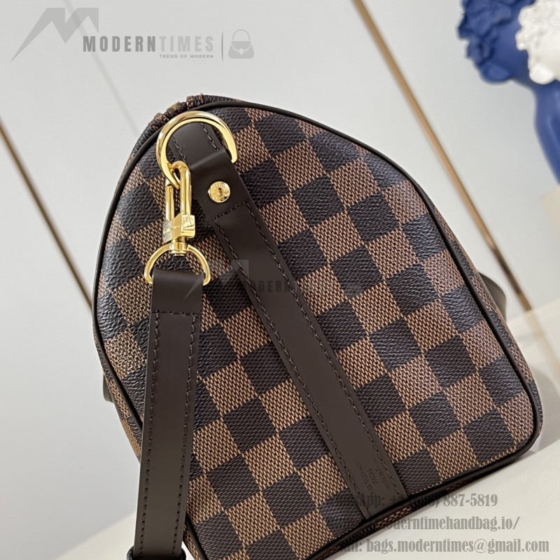 Louis Vuitton Speedy Bandoulière 25 Handbag with Damier Ebene Canvas and Leather Handle