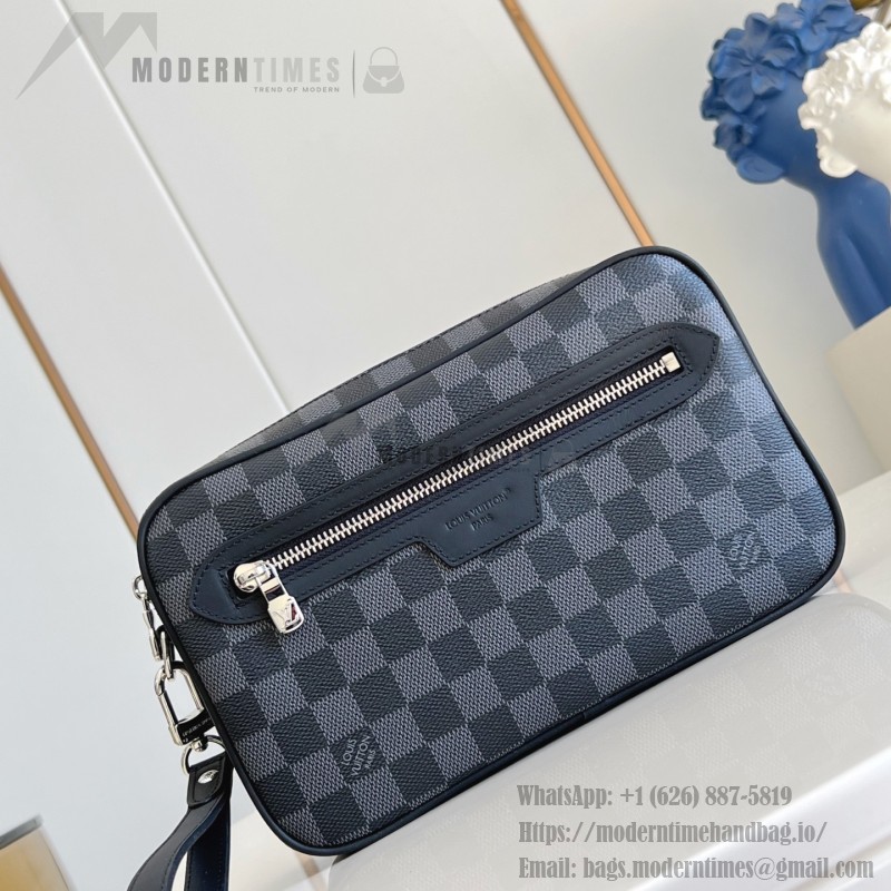 Louis Vuitton Pochette Kasai Storage Pouch with Damier Graphite Canvas and Zip Pocket