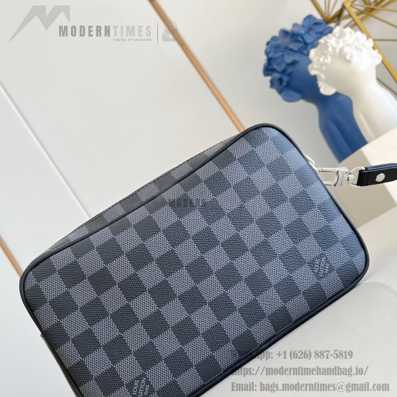 Louis Vuitton Pochette Kasai Storage Pouch with Damier Graphite Canvas and Zip Pocket