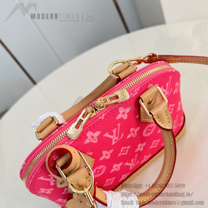 Louis Vuitton Alma BB Handbag with Damier Ebene Canvas and Toron Leather Handles